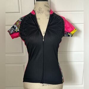 Primal Wear Cycling Jersey "Sugar Skull" Bold colorful cycling jersey sz small